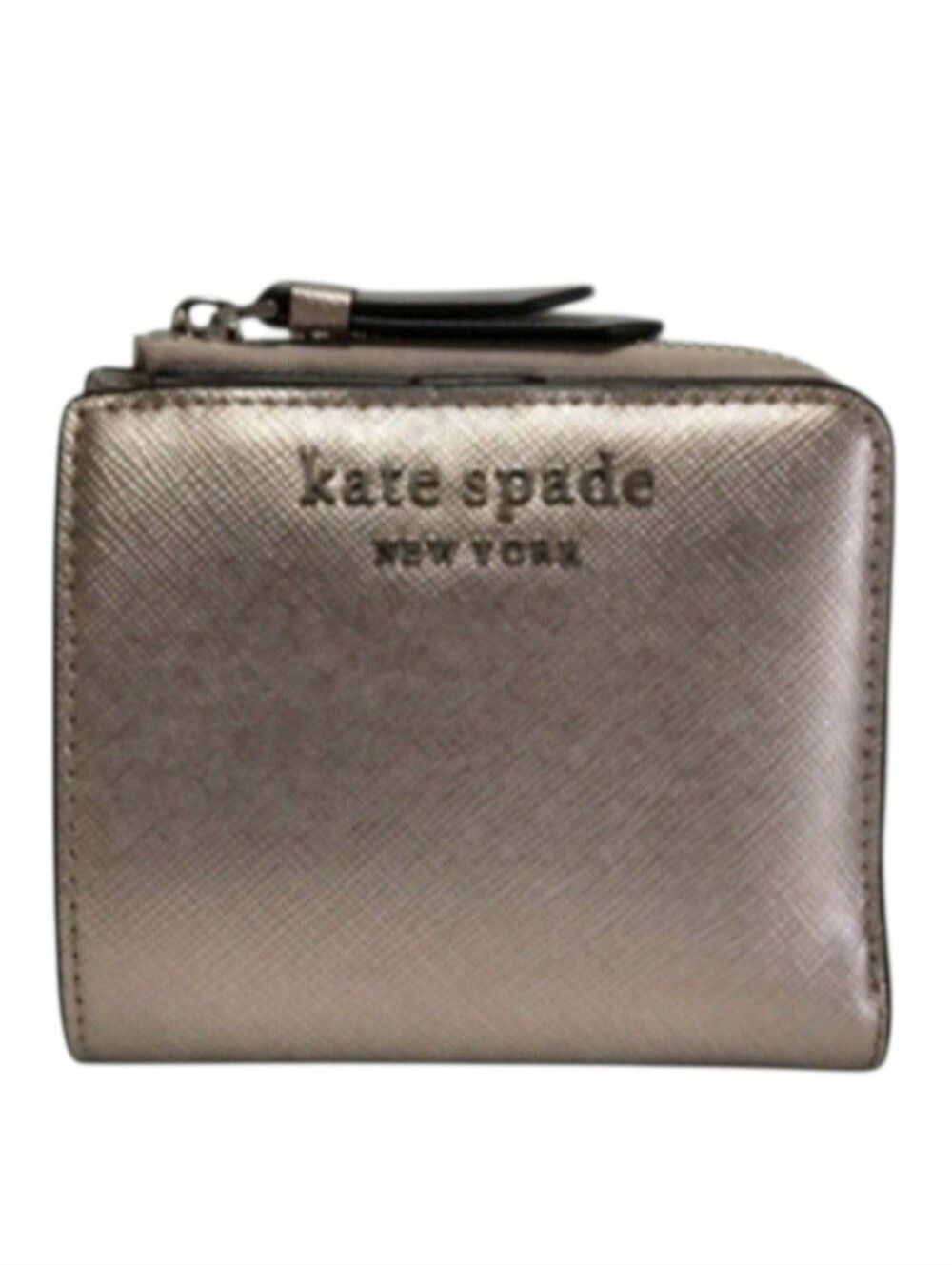 kate spade metallic bronze zip-around wallet